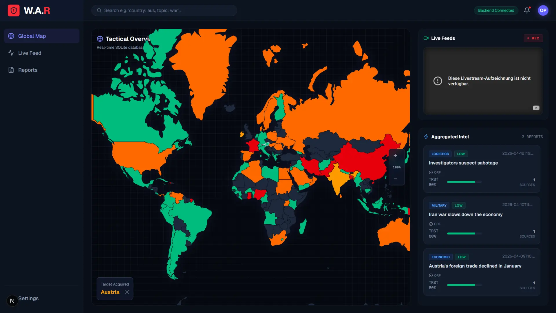 Live Global Tensions Map
